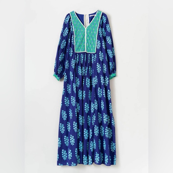 Ne Quittez Pas Cotton Buti Voile Ethnic Combination Print Gather Dress Sz‎ Small
